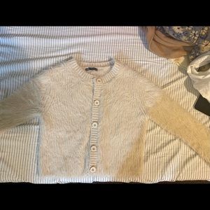 Zara faux fur cardigan, sand, M